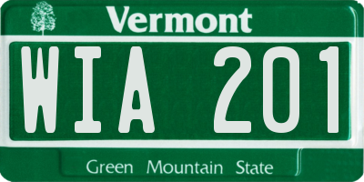 VT license plate WIA201