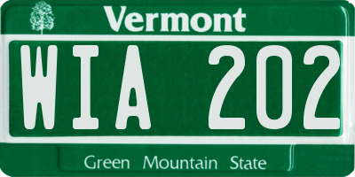 VT license plate WIA202