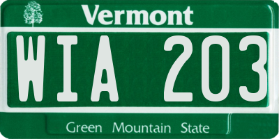 VT license plate WIA203