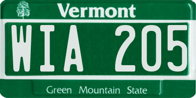 VT license plate WIA205