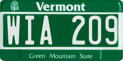 VT license plate WIA209