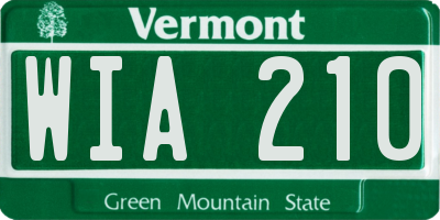 VT license plate WIA210