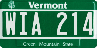 VT license plate WIA214