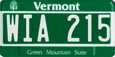 VT license plate WIA215
