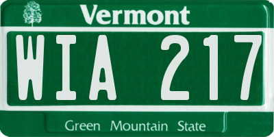 VT license plate WIA217
