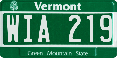 VT license plate WIA219