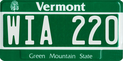 VT license plate WIA220