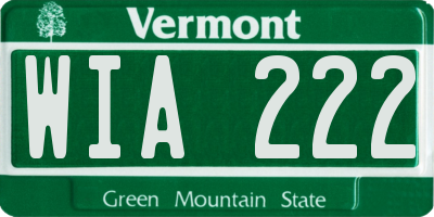 VT license plate WIA222