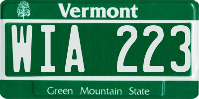 VT license plate WIA223