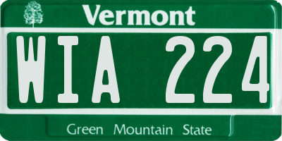VT license plate WIA224