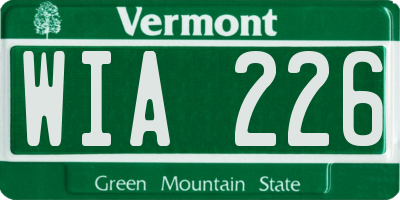 VT license plate WIA226