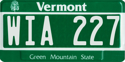 VT license plate WIA227