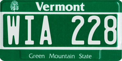 VT license plate WIA228