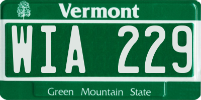 VT license plate WIA229