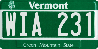 VT license plate WIA231