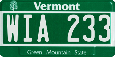 VT license plate WIA233