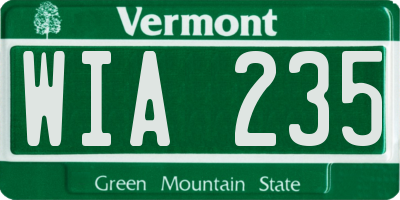VT license plate WIA235