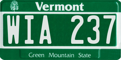VT license plate WIA237