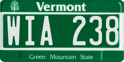 VT license plate WIA238