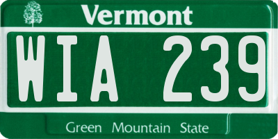 VT license plate WIA239