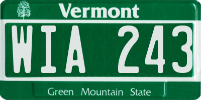 VT license plate WIA243