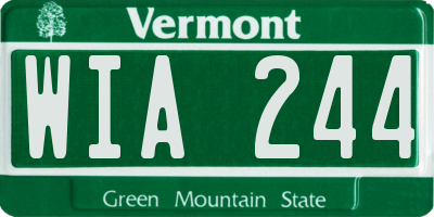 VT license plate WIA244