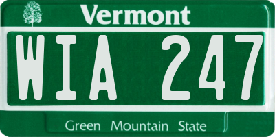 VT license plate WIA247