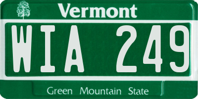 VT license plate WIA249