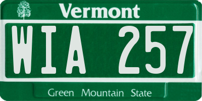 VT license plate WIA257