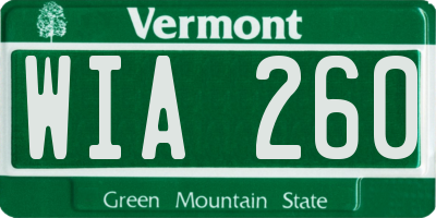 VT license plate WIA260