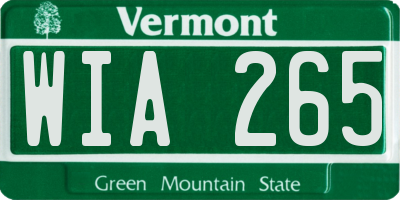 VT license plate WIA265