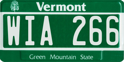 VT license plate WIA266