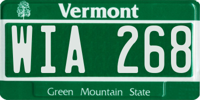 VT license plate WIA268