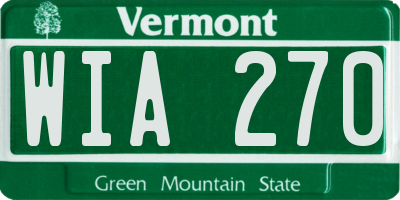VT license plate WIA270