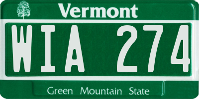 VT license plate WIA274