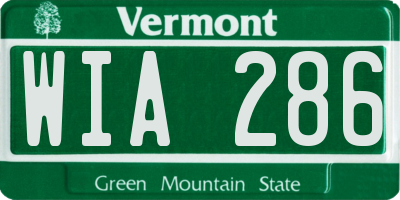 VT license plate WIA286