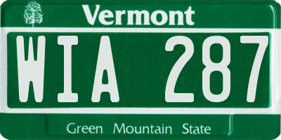 VT license plate WIA287