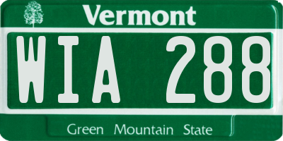 VT license plate WIA288
