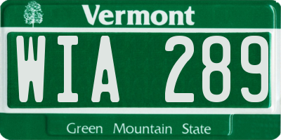 VT license plate WIA289