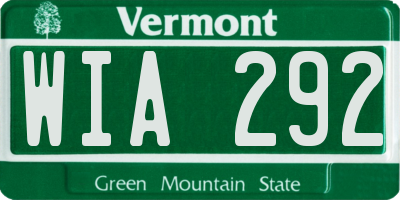 VT license plate WIA292