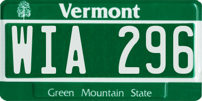 VT license plate WIA296