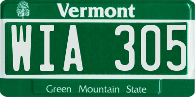 VT license plate WIA305