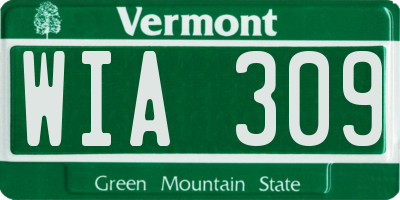 VT license plate WIA309