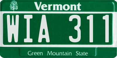 VT license plate WIA311