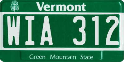 VT license plate WIA312