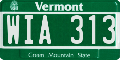 VT license plate WIA313