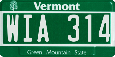 VT license plate WIA314