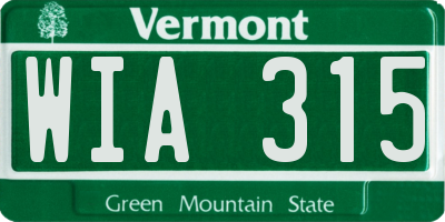 VT license plate WIA315