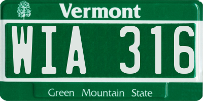 VT license plate WIA316