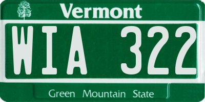 VT license plate WIA322